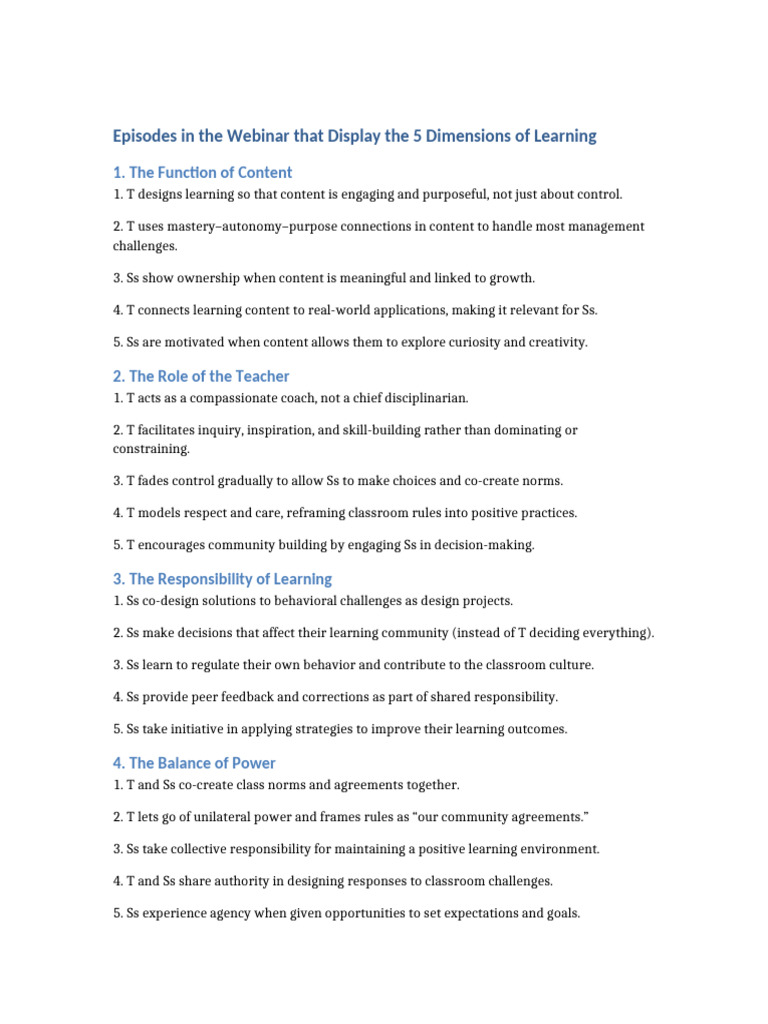 5 Dimensions of Learning Expanded | PDF