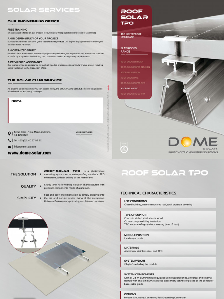 Dome Solar Flat Roofs Range Roof Solar Tpo Eng Web | PDF | Roof ...