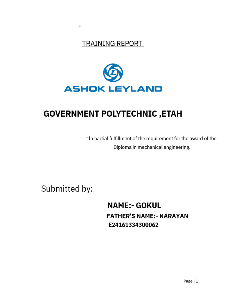 Ashok Leyland Project Overview Report | PDF | Working Capital | Business