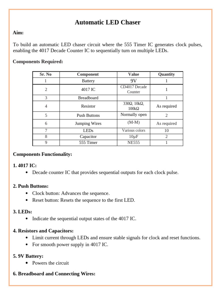Automatic LED Chaser Circuit Guide | PDF | Electronic Design ...