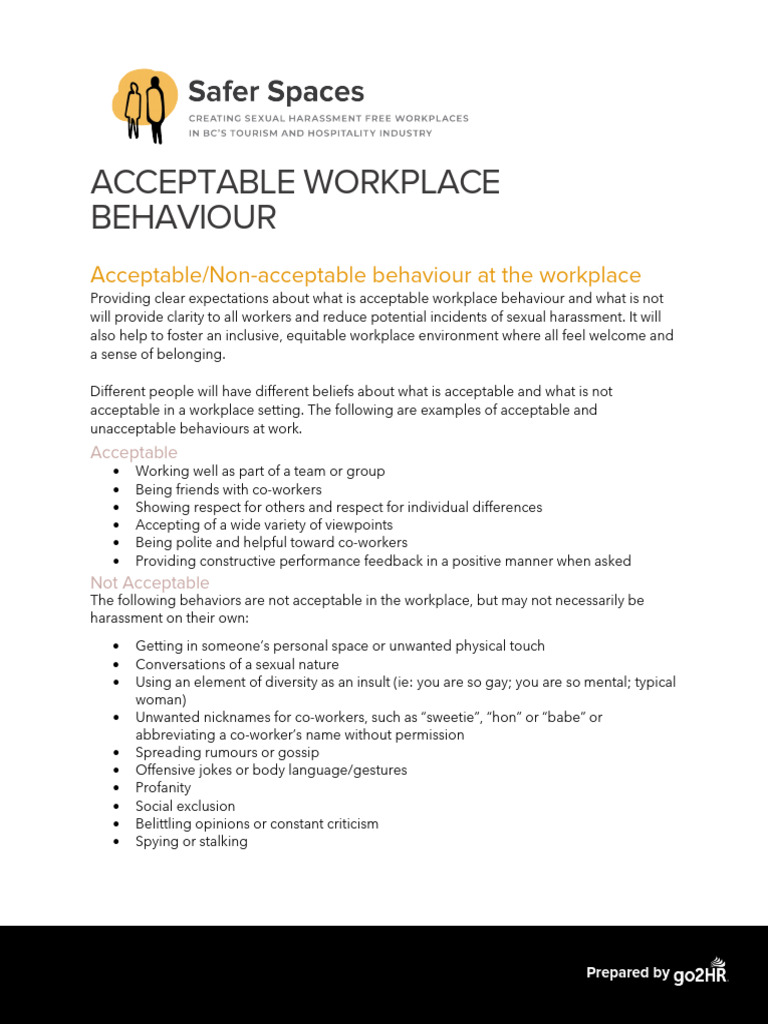 Acceptable Workplace Behaviour | PDF