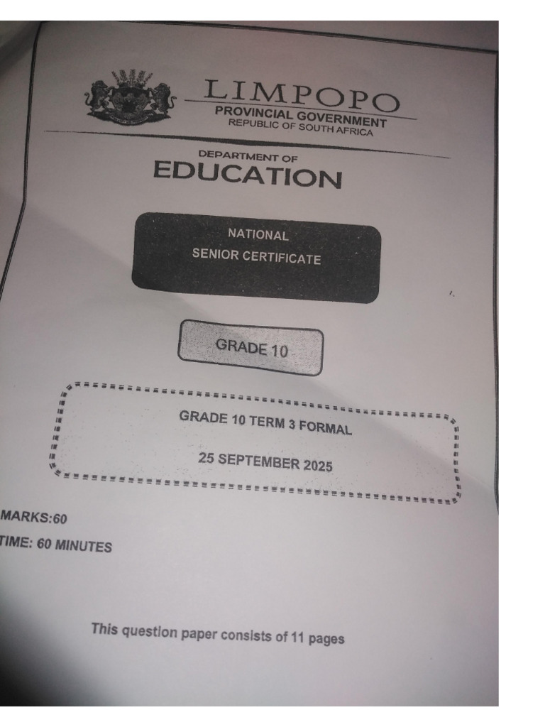 Grade 10 Life Science Formal Test Term 3 25 September QP Only | PDF