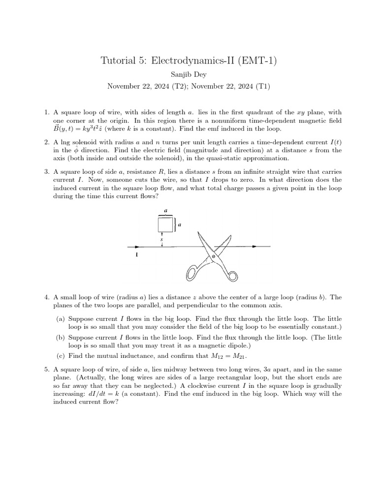 Electrodynamics II: Induced EMF Tutorial | PDF