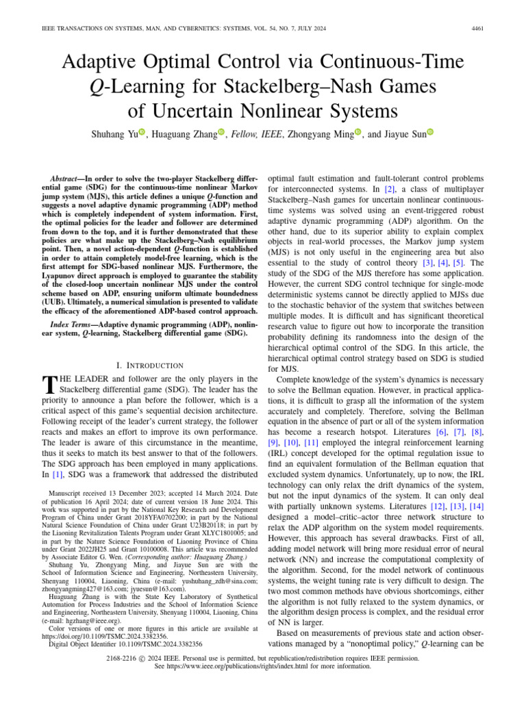 Adaptive Optimal Control Via Continuous-Time Q-Learning For ...