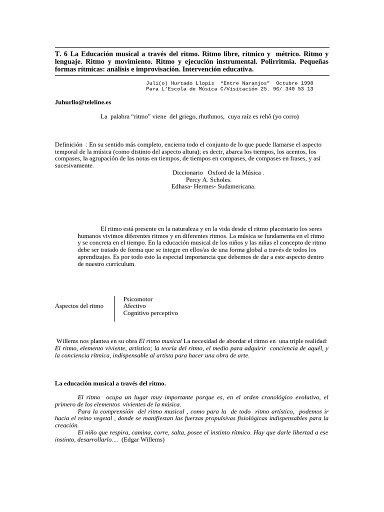 Educación Musical: El Poder del Ritmo | PDF | Ritmo | Bailes
