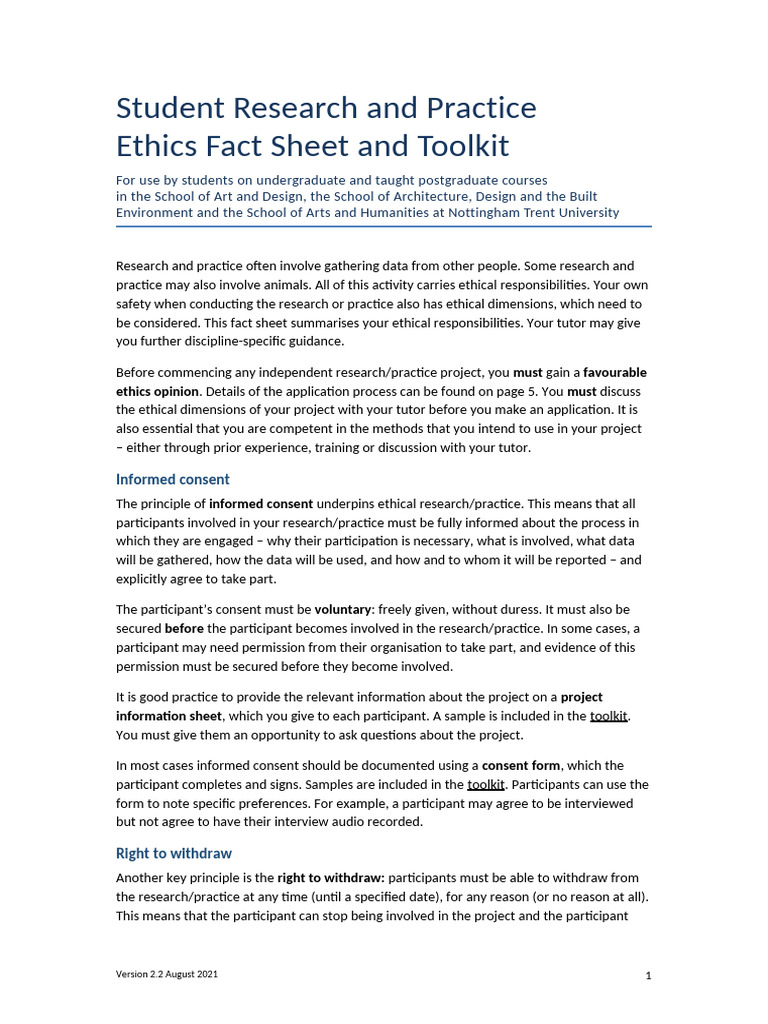 Ethical Guidelines for Student Research | PDF | Risk | Informed Consent