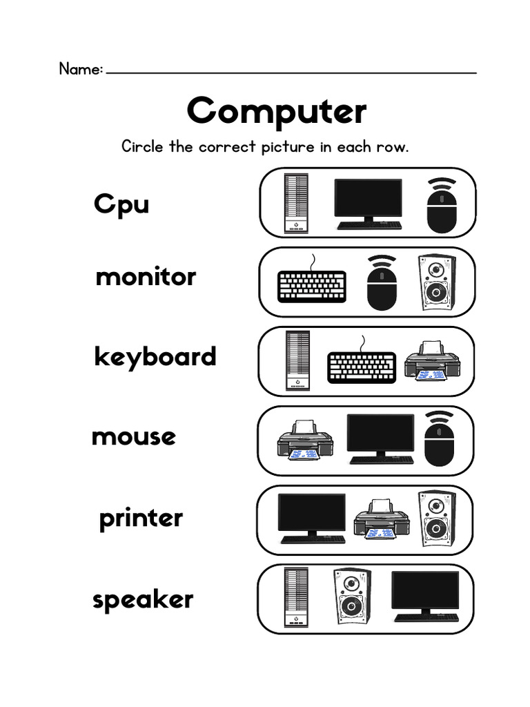 Black White Illustrative Computer Worksheet | PDF