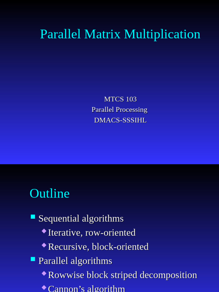Parallel Matrix Multiplication Algorithms | PDF | Matrix (Mathematics ...