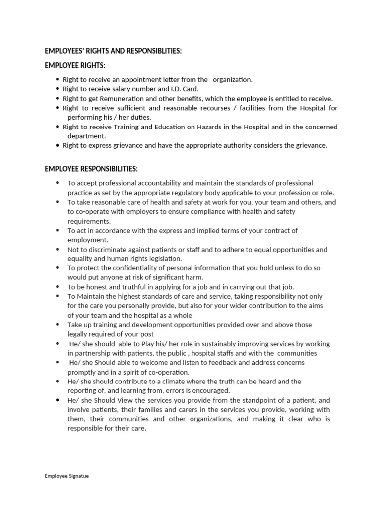 5 Employees Rights and Esponsibilities | PDF | Employment ...