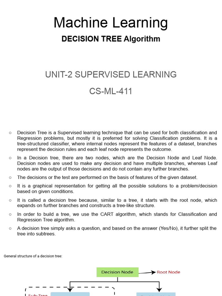 Decision Tree Algorithm in Machine Learning | PDF | Theoretical ...