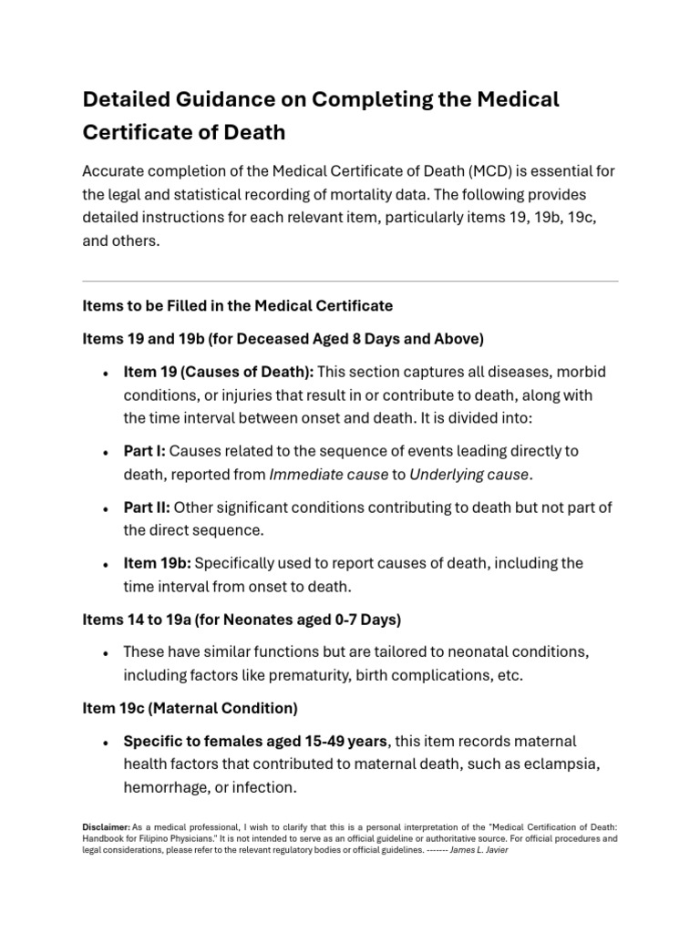 Guide to Completing Death Certificates | PDF | Death | Childbirth