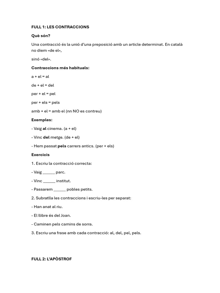 Apòstrof I Contracció | PDF