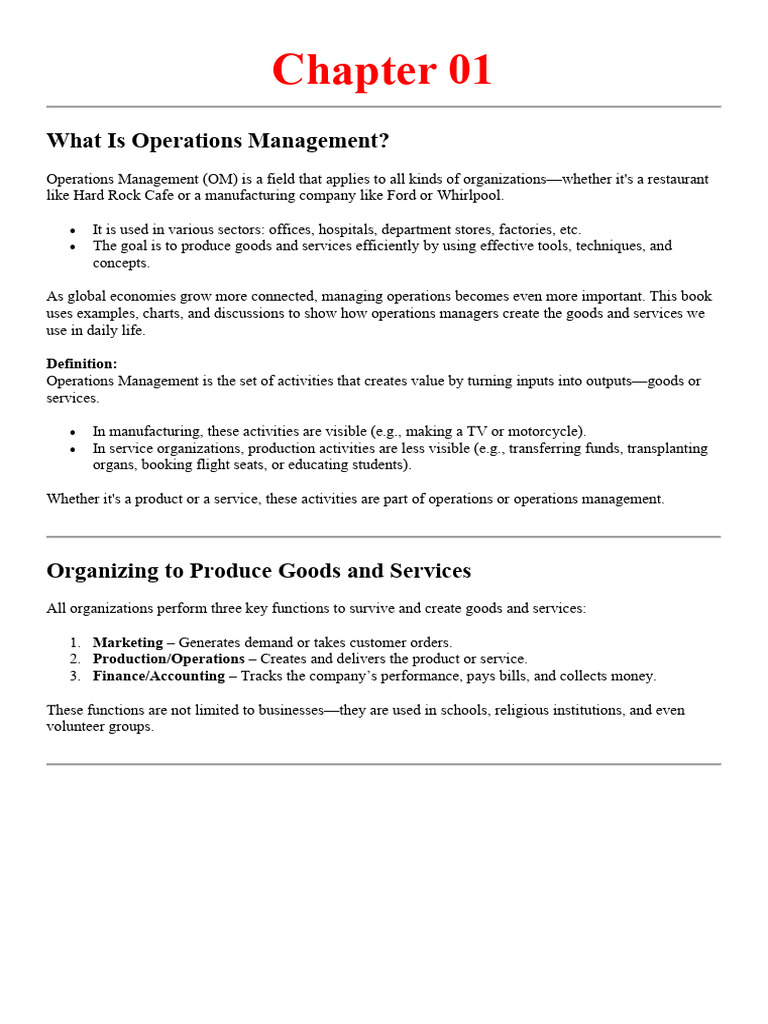 Understanding Operations Management Basics | PDF | Operations ...