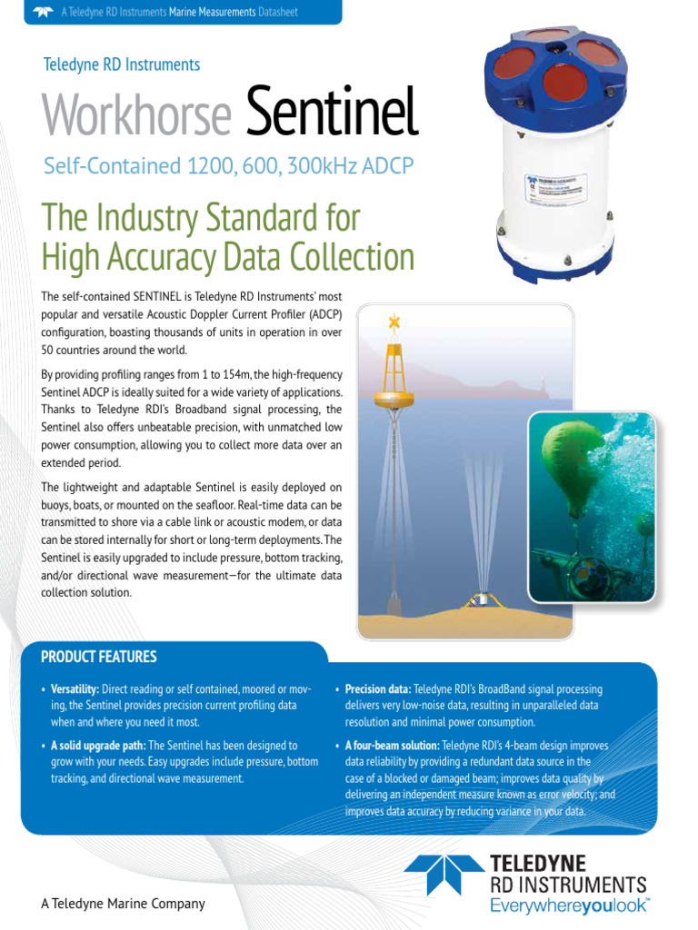 Datasheet - Teledyne RDI Workhorse Sentinel ADCP | PDF | Computer ...