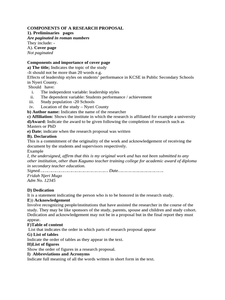 Key Components of Research Proposals | PDF | Methodology | Data Analysis