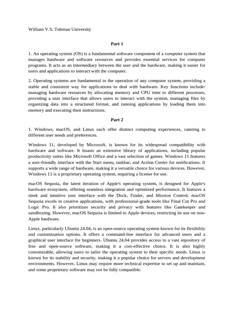 Louise Kassah Assignment | PDF | Kernel (Operating System) | Mac Os