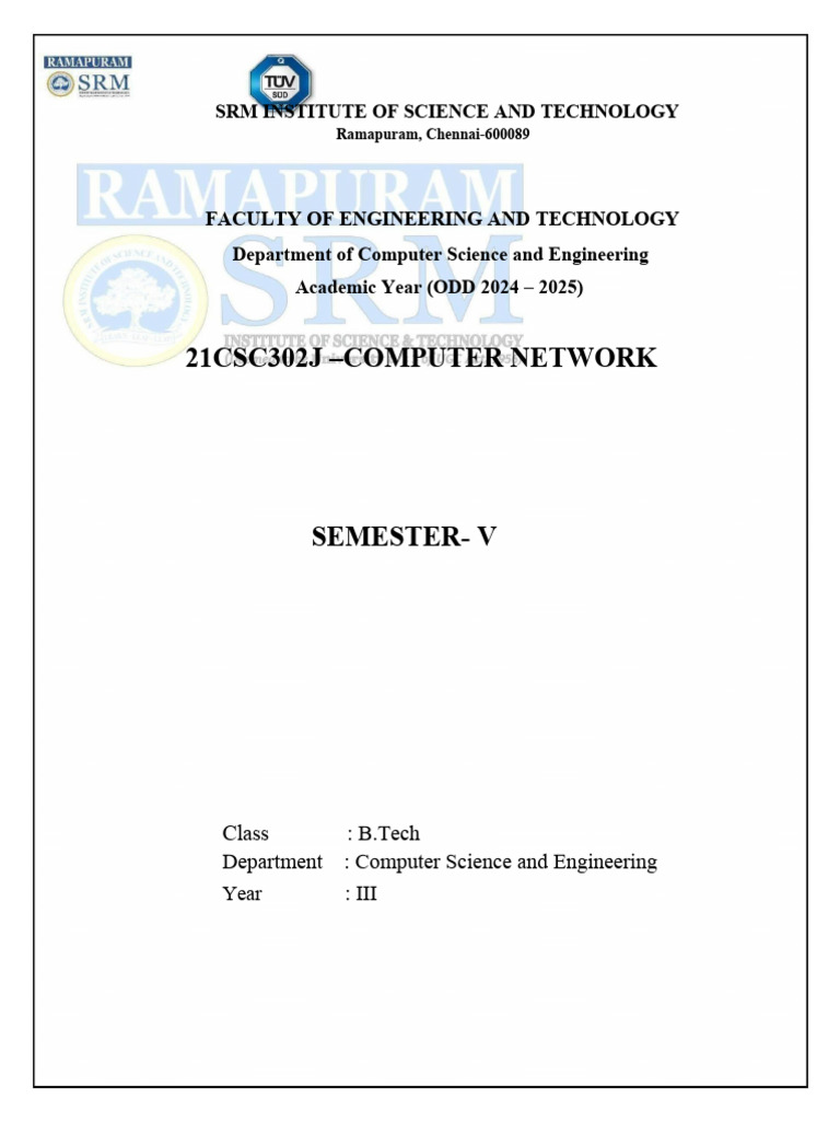 SRM CSE Computer Networks Syllabus | PDF | Computer Network | Routing