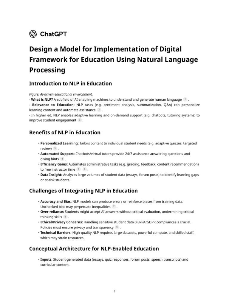 NLP Framework for Education Implementation | PDF | Artificial ...
