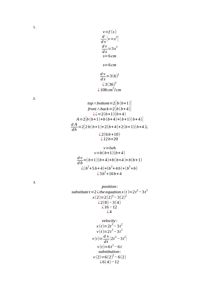 Calculus Derivatives and Volume Formulas | PDF