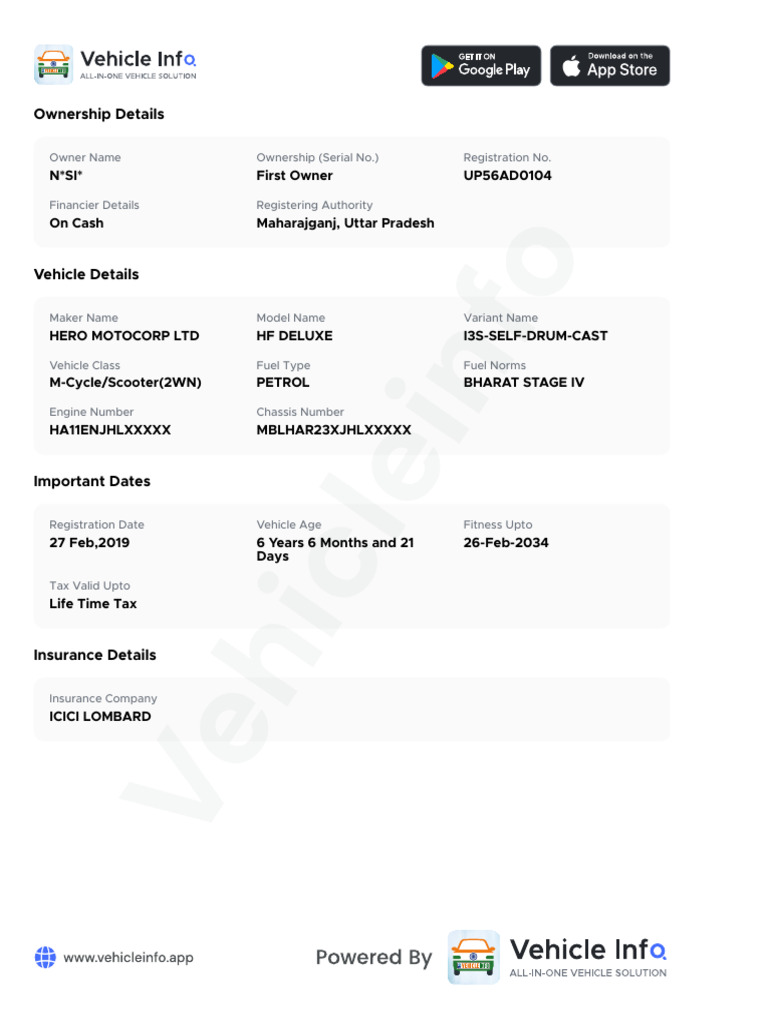 Vehicle Ownership and Details Report | PDF