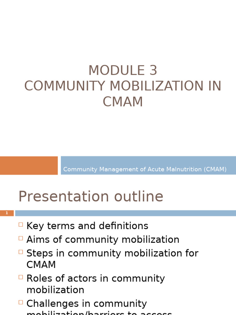 CMAM Community Mobilization Training | PDF | Community | Malnutrition