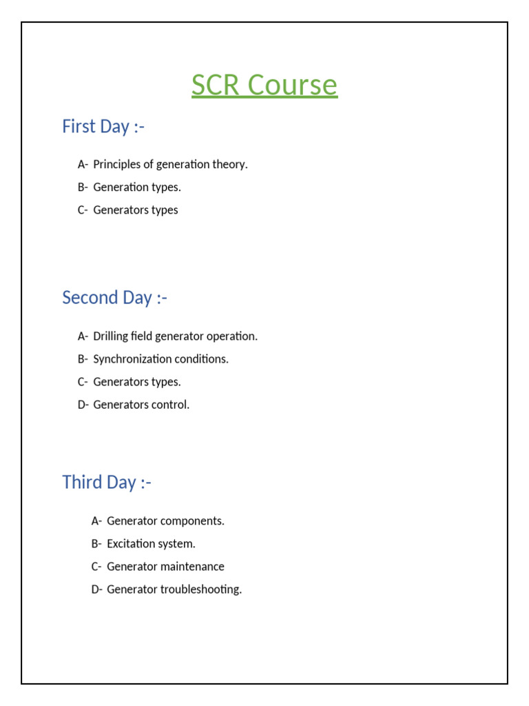 SCR Course: Generator Fundamentals | PDF