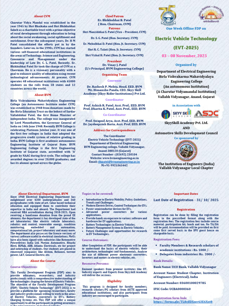 Electric Vehicle Technology FDP 2025 | PDF | Electric Vehicle