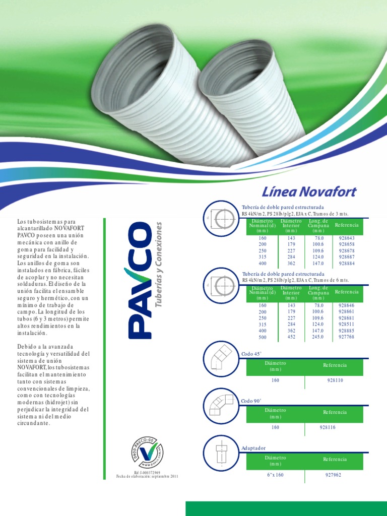 Tubería Novafort: Instalación y Especificaciones | PDF | Tubería ...