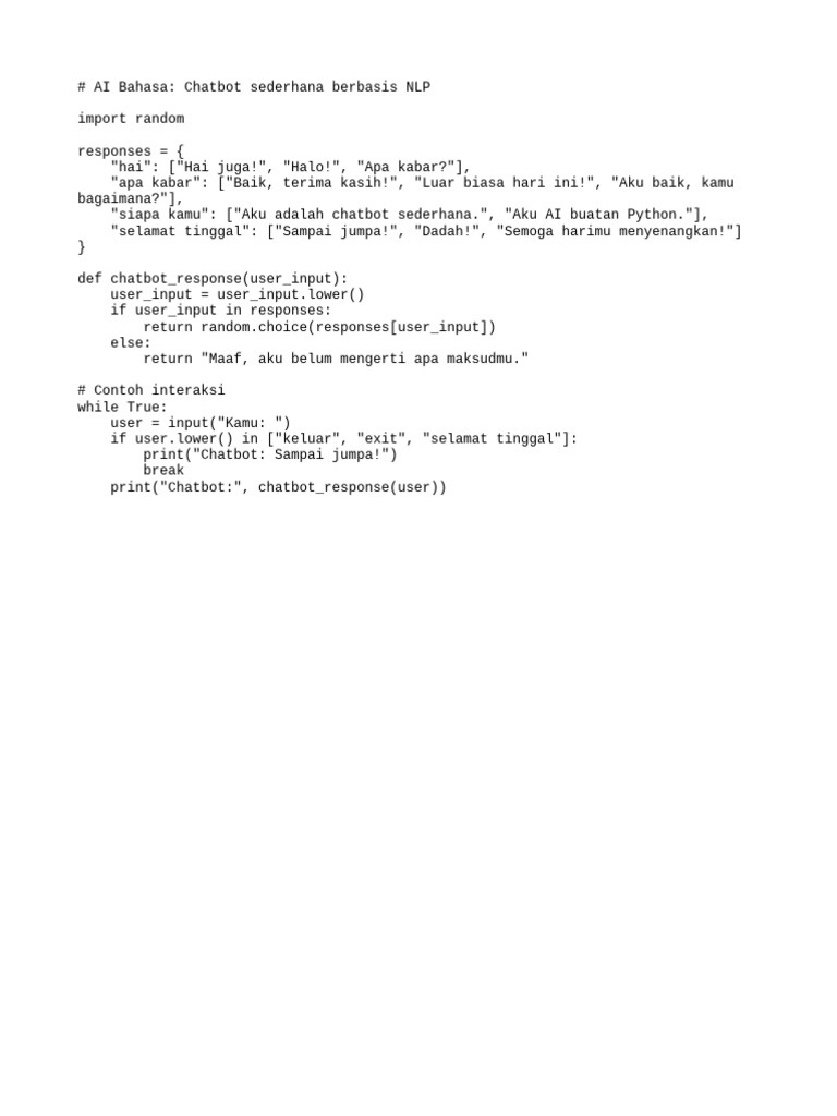 Chatbot Sederhana Berbasis NLP | PDF