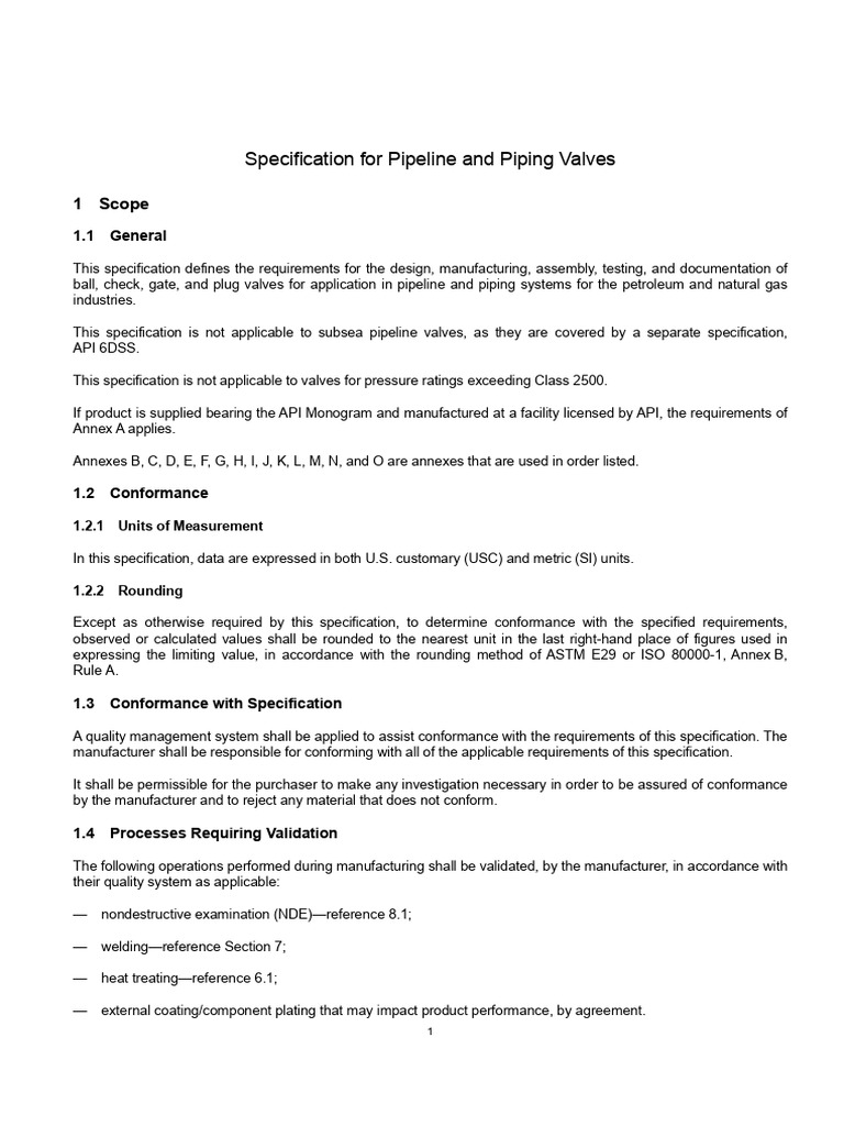 Pipeline and Piping Valves Specification | PDF | Valve | Pipe (Fluid ...