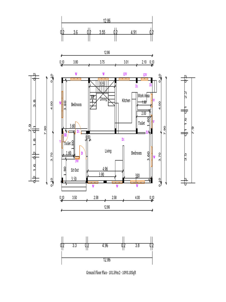 Ground Floor Plinth Plan Overview | PDF