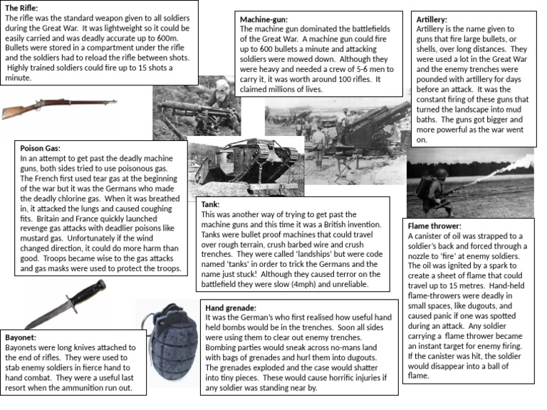 Weapons Info Sheet | PDF | Trench Warfare | Gun