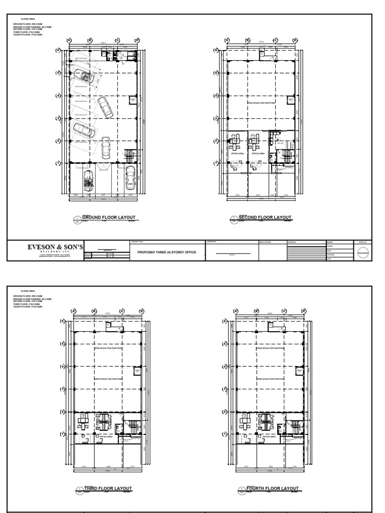 Proposed 4-Storey Office Layout | PDF | Elevator | Building Technology