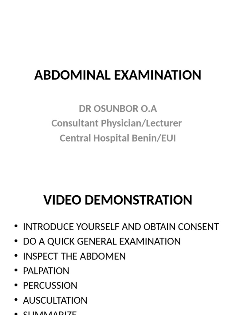 Abdominal Examination Lecture | PDF
