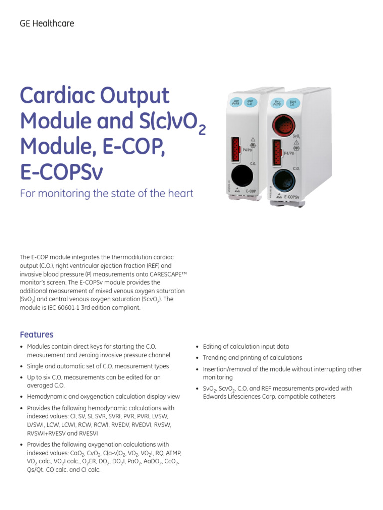 GE Healthcare Cardiac Output Modules | PDF | Cardiovascular System