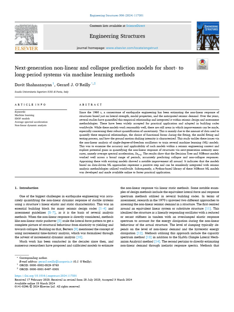 Next-Generation Non-Linear and Collapse Prediction Models For Short ...
