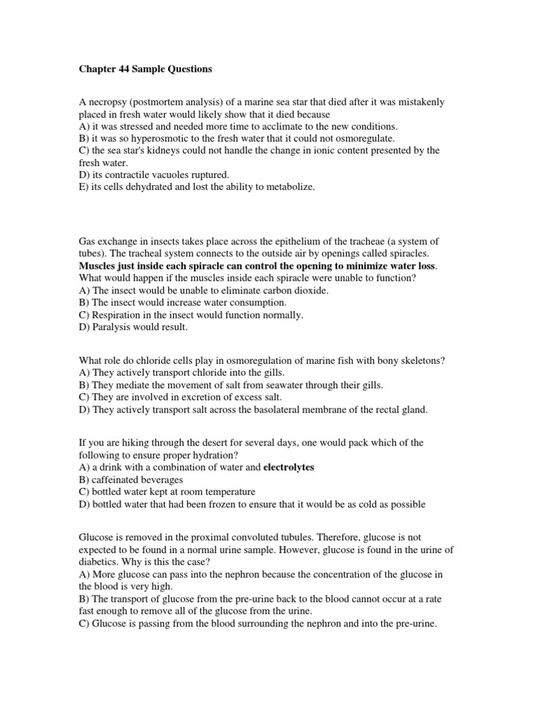 Chapter 44 Sample Questions | PDF