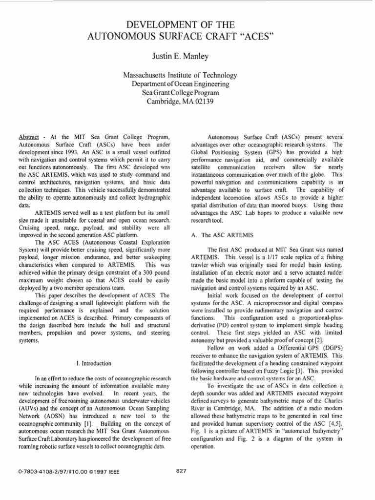 Development of Autonomous Surface Craft ACES | PDF | Navigation | Engines