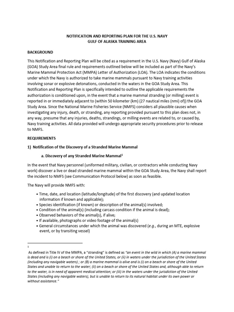 Navy Gulf of Alaska Marine Mammal Plan | PDF | Cetacea