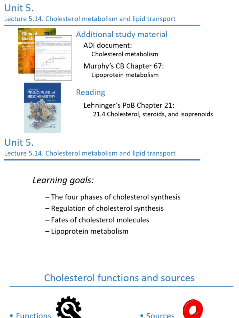 Lec 5.14. Cholesterol Metabolism and Lipid Transport | PDF ...