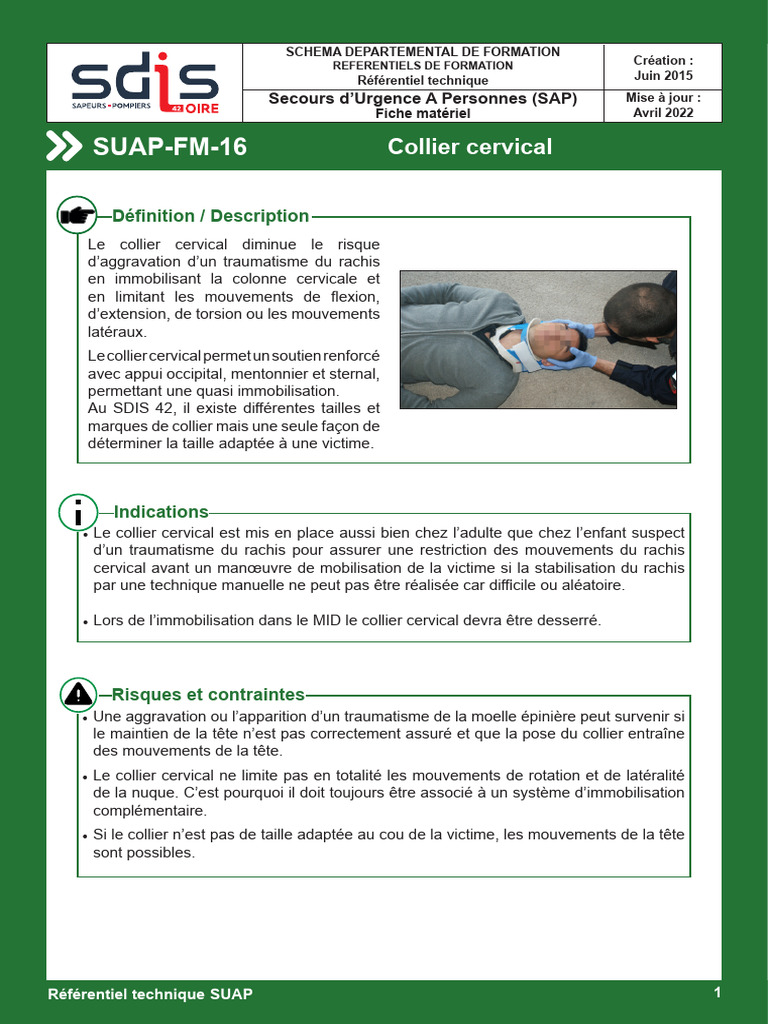 Guide d'utilisation du collier cervical SUAP | PDF