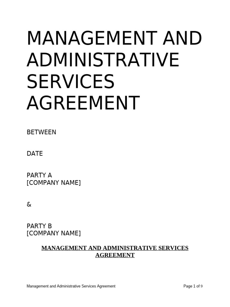 Management and Administrative Services Agreement | PDF | Breach Of ...
