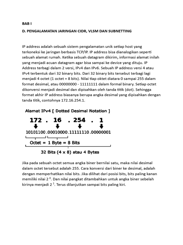 Pengalamatan Jaringan: CIDR dan Subnetting | PDF