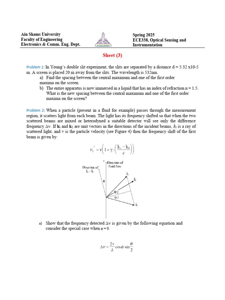 Optical Sensing Problems ECE338 | PDF | Interferometry | Waves