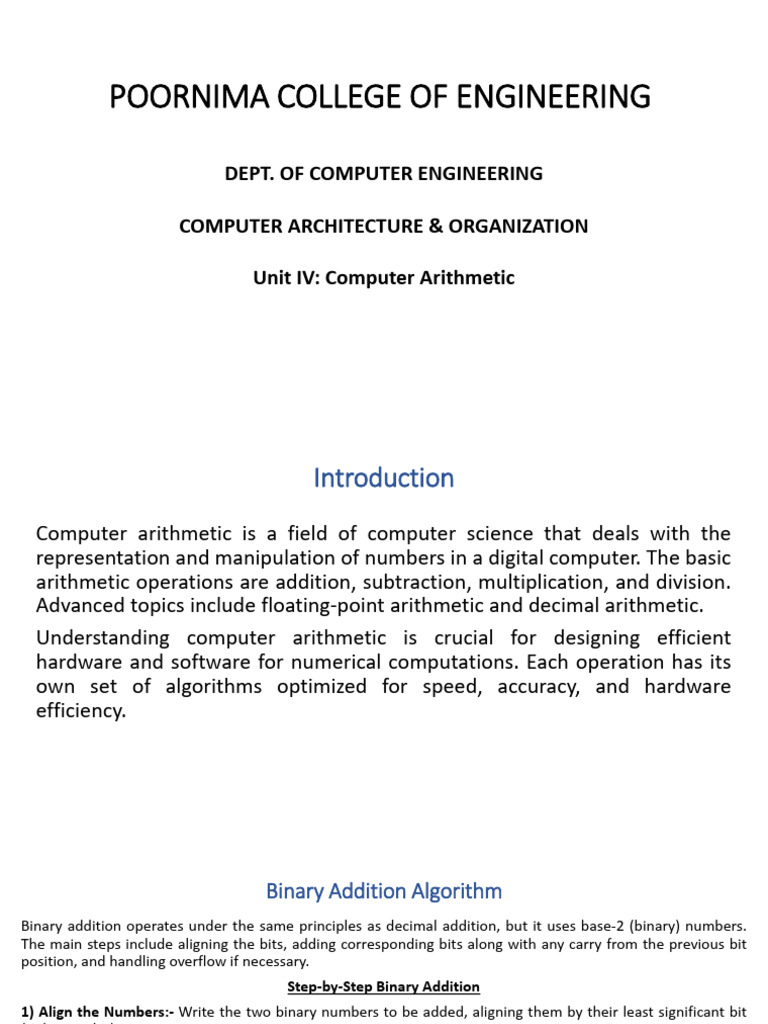 Computer Arithmetic: Binary Operations Guide | PDF | Arithmetic | Bit