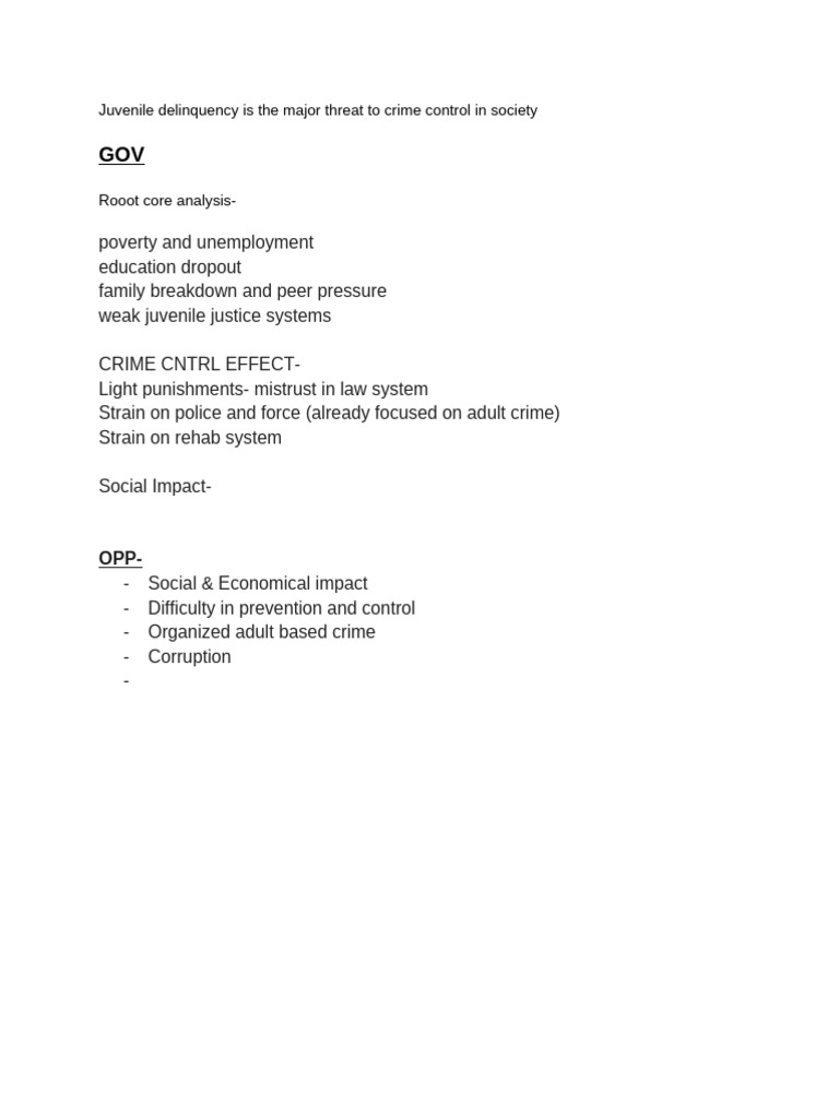 Juvenile Delinquency Is The Major Threat To Crime Control in Society ...