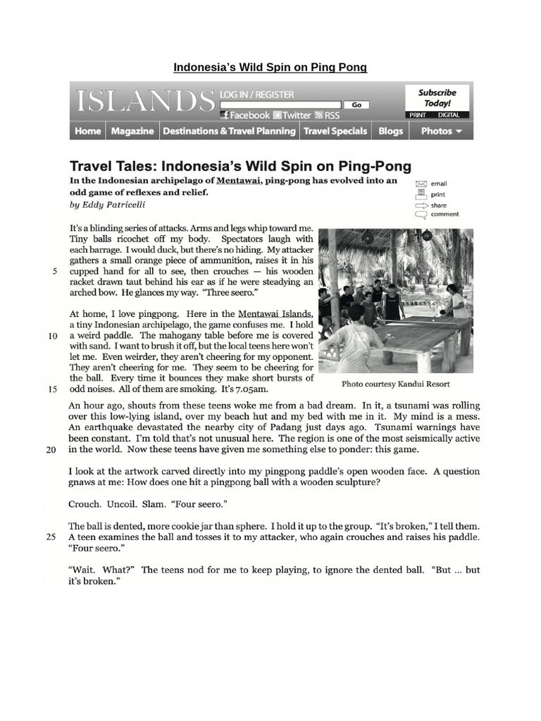 Indonesia's Unique Ping Pong Experience | PDF