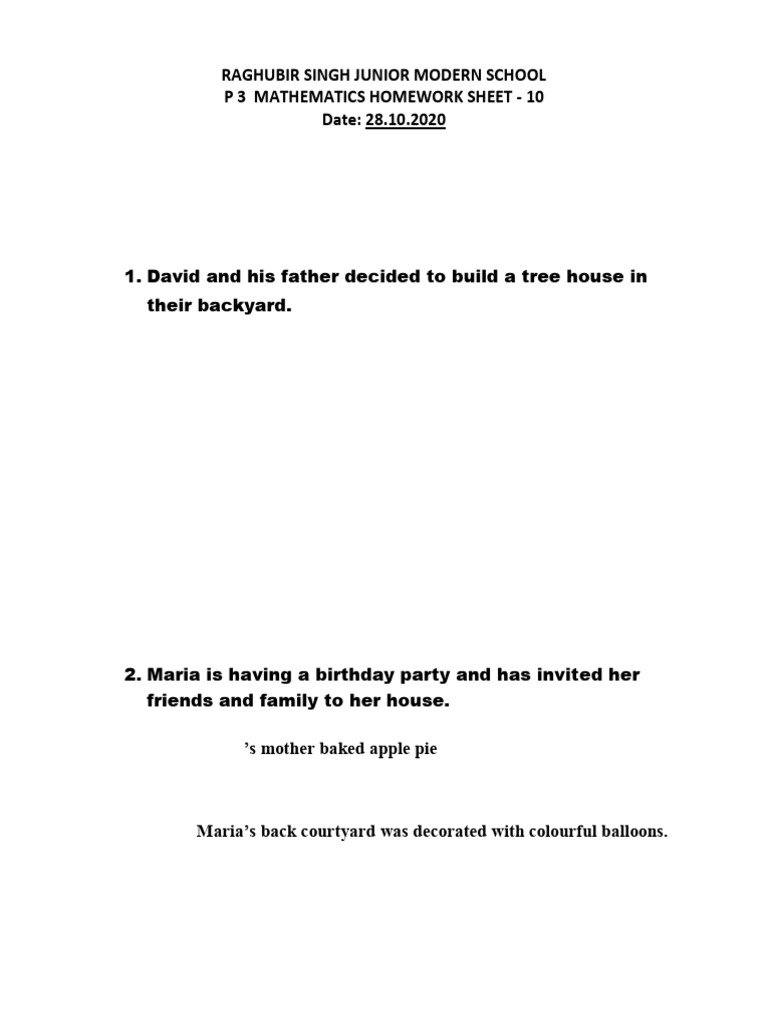 P3 Maths Word Problems Homework | PDF