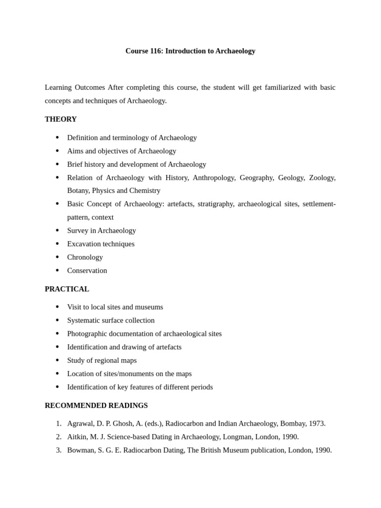 Introduction to Archaeology Course | PDF | Archaeology | Liberal Arts ...