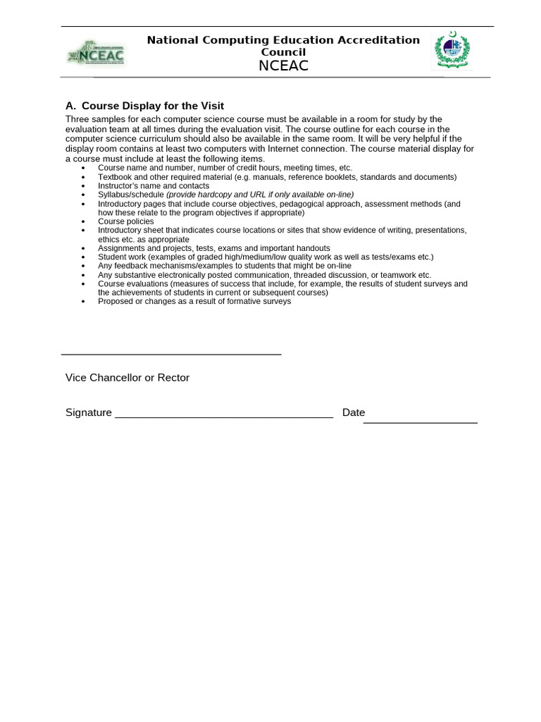 NCEAC Computer Science Course Evaluation Guide | PDF